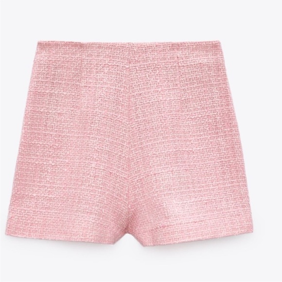 Zara Pink Tweed Blazer Skort Skirt Short Suit Two Piece Set size Small - Picture 5 of 15
